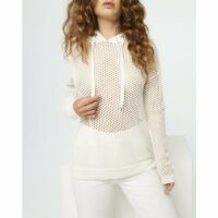 Pull à capuche résille en laine Rodier
