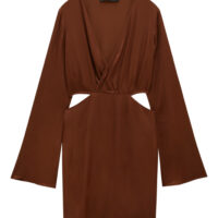 Robe Courte En Tissu Satiné à Col En V Et Manches Longues Pull&Bear