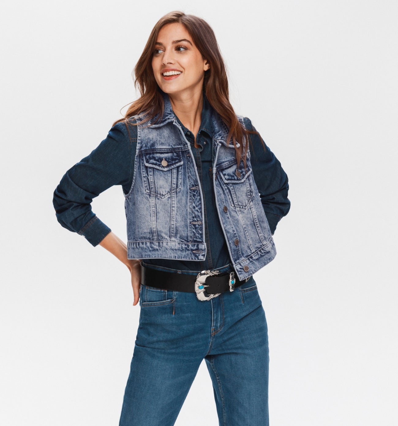 Veste en jean sans manches Promod Veste en jean sans manches Promod