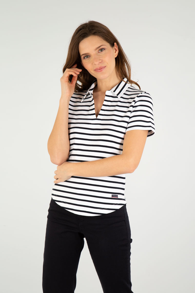 Polo « Quille » – coton épais Femme Blanc/Rich navy Armor Lux