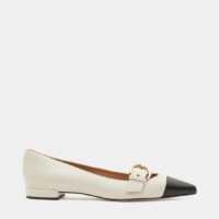 Ballerines plates Milly pointues bicolores cuir Beige Lk Bennet