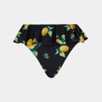 Bas de maillot de bain tanga Lime volants Noir Noholita