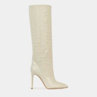 Bottes à talons Papaya cuir effet croco Beige Paris Texas