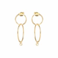 Boucles d’oreilles pendantes Bezel Diamonds en or 14 carats Jaune Zoe Chicco