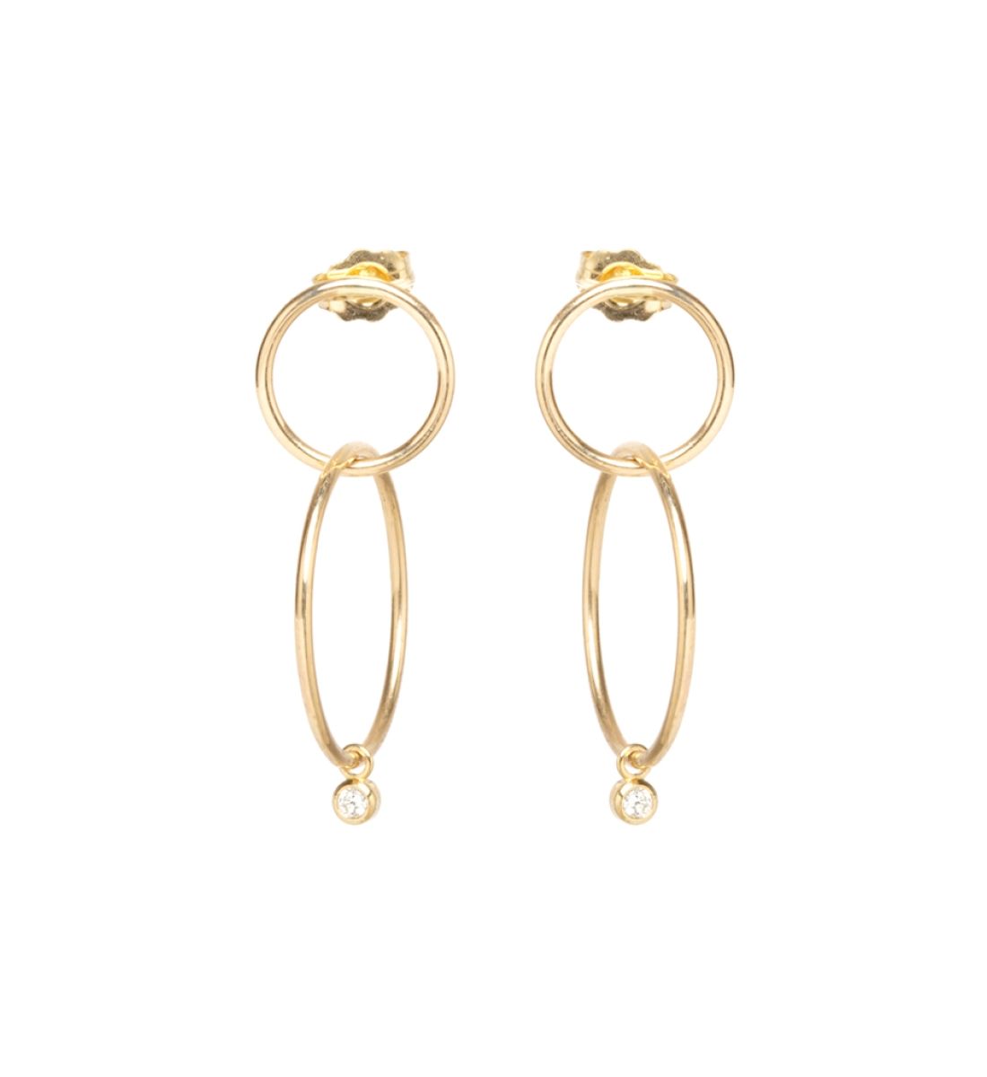 Boucles d’oreilles pendantes Bezel Diamonds en or 14 carats Jaune Zoe Chicco Boucles d’oreilles pendantes Bezel Diamonds en or 14 carats Jaune Zoe Chicco