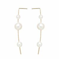 Boucles d’oreilles pendantes perles White Pearls en or 14 carats Jaune Zoe Chicco
