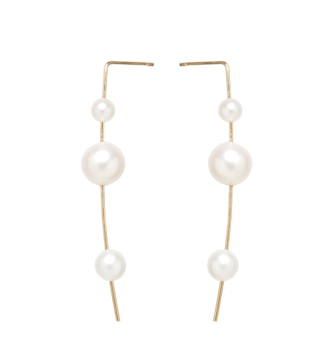 Boucles d’oreilles pendantes perles White Pearls en or 14 carats Jaune Zoe Chicco Boucles d’oreilles pendantes perles White Pearls en or 14 carats Jaune Zoe Chicco