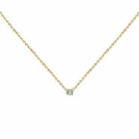 Collier doré à l'or fin cristal bleu PARIS Jaune Caroline Najman