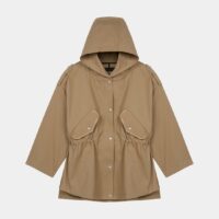 Manteau ample à capuche Gangzyum mi-long Beige Maje