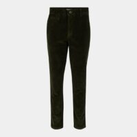 Pantalon chino regular uni côtelé coton Vert Knowledge Cotton Apparel