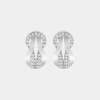 Puces d'oreilles Chance Infinie Petit Modèle en or blanc et diamants Gris Fred