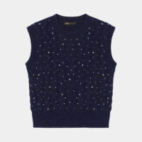 Pull sans manche Maela laine mélangée Bleu Maje
