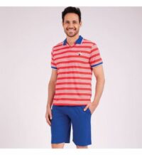 Pyjama court col polo homme Strike Rouge Eminence