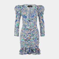 Robe courte froncée Bireya soie mélangée Bleu Isabel Marant