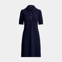 Robe droite à col coton Bleu Lauren Ralph Lauren