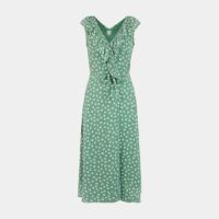 Robe longue ajustée portefeuille Zelie fleurie Vert Petite Mendigote