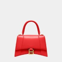 Sac à main Hourglass petit modèle Box en cuir Rouge Balenciaga