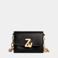 Sac besace ZV Initiale Le Tiny en cuir Noir Zadig&Voltaire