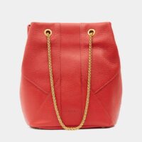 Sac seau Les yeux d'Elsa cuir grainé Rouge Poème Paris