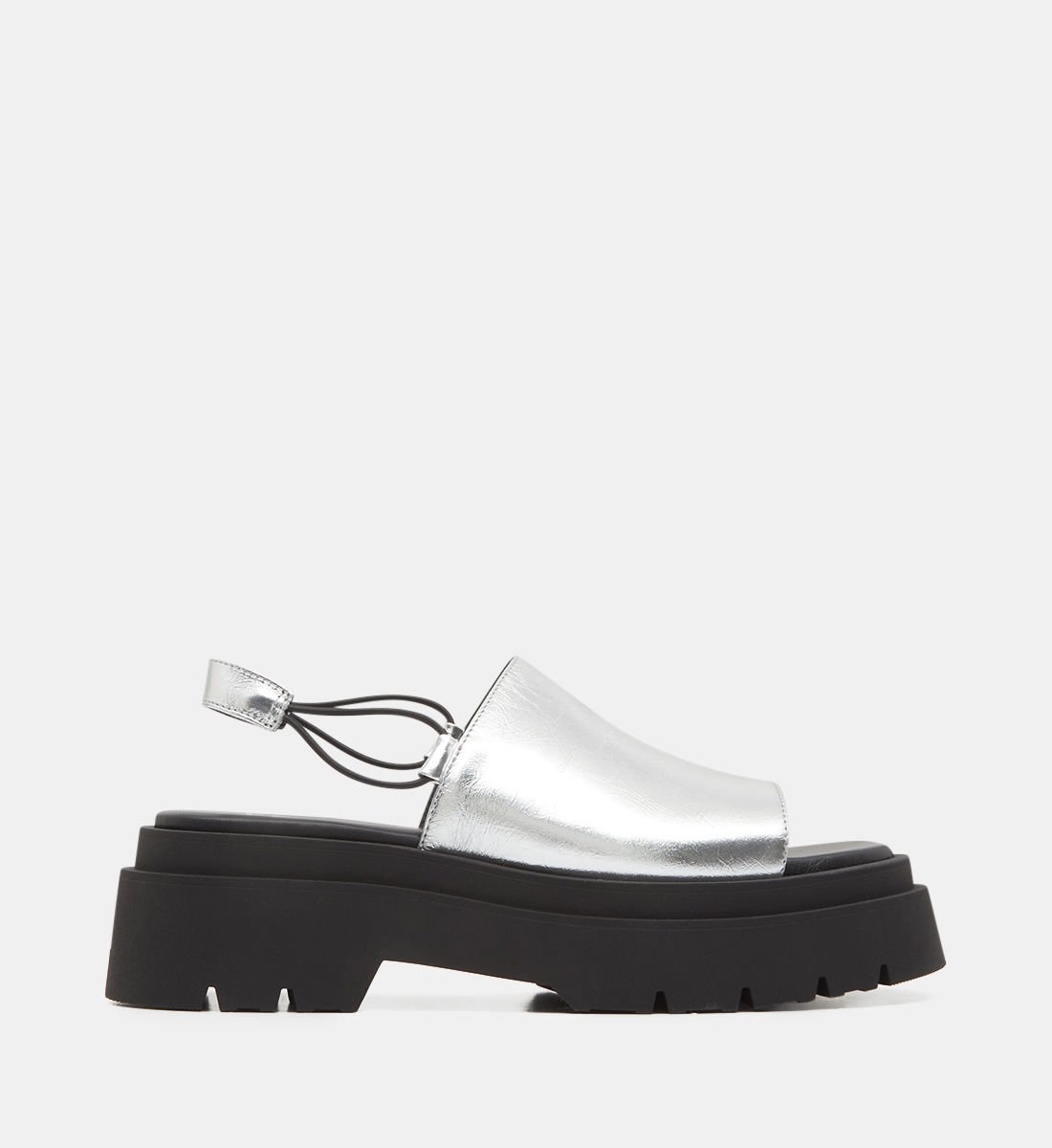 Sandales slingback plateformes Noreen cuir métallisé Gris Miista