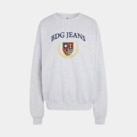 Sweat ample molletonné écusson et lettrage Gris Urban Outfitters