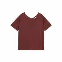 T-shirt boutonné dans le dos en lin flammé - Tally Rouge Maison Montagut