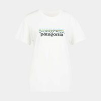 T-shirt droit logo coton Beige Patagonia