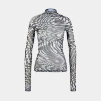 Top moulant signature mesh transparent stretch Noir Mugler