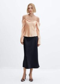 Blouse satin col bénitier - Mango