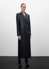 Manteau cuir double boutonnage - Mango