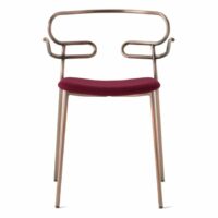 Chaise en métal pour CHR avec accoudoirs avec coussin intégré - Traba'