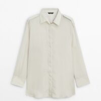 Chemisier fluide à épaule fantaisie en soie - Massimo Dutti