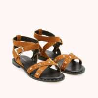 Sandales plates en cuir velours helana - Cosmoparis