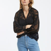Blouse col V transparente LISON - Suncoo