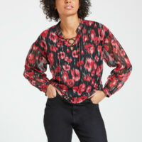 Blouse col rond manches longues imprimé floral - Only