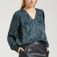 Blouse encolure v effet satiné imprimée - Vila
