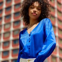 Blouse manches longues satinée BIANCA - La Petite Etoile