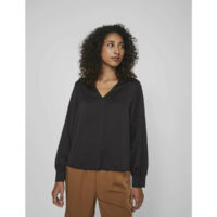 Blouse satinée col V manches longues - Vila