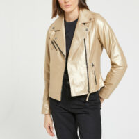 Blouson zippé en cuir métallisé CLUB METAL - Oakwood