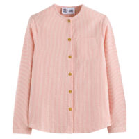 Chemise col mao manches longues seersucker rayé - Frangin Frangine