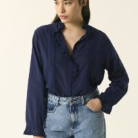Chemisier manches longues col mao boutonnée ETHE - Des Petits Hauts