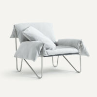 Fauteuil en coton-lin et métal acier Nomad - Otto Studio