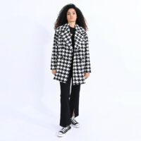 Manteau mi-long motif pied-de-poule - Lili Sidonio