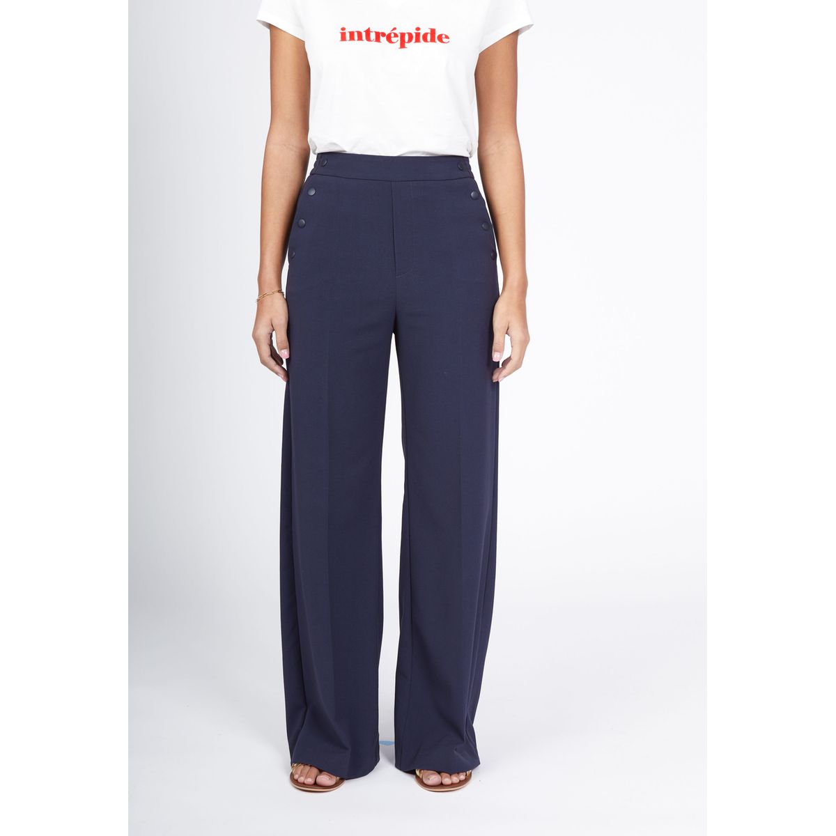 Pantalon large poches pressionnées - Icode