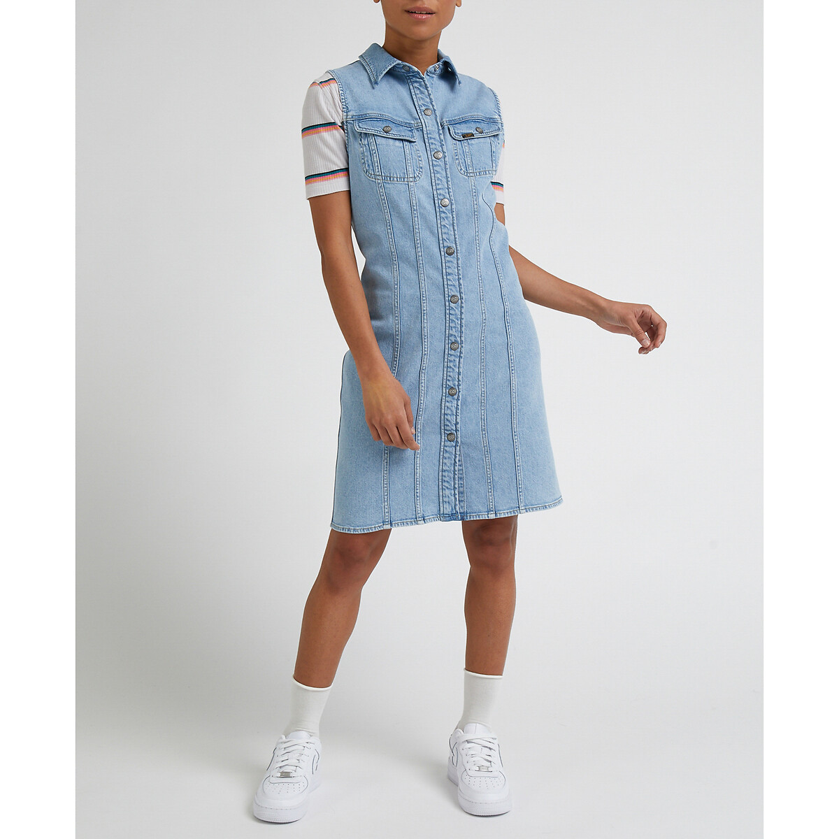 Robe en jean sans manches préssionnée - Lee