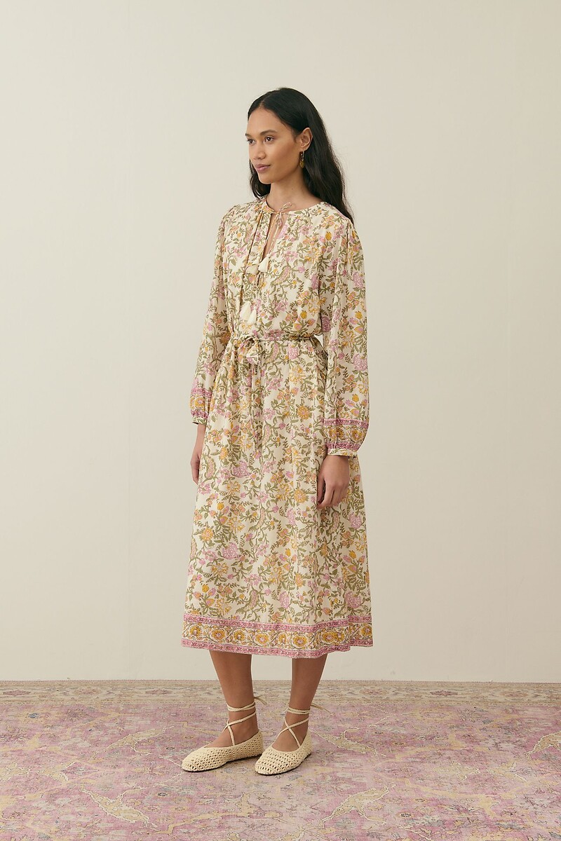 Robe longue à ceinture manches longues MARTINA - Louise Misha