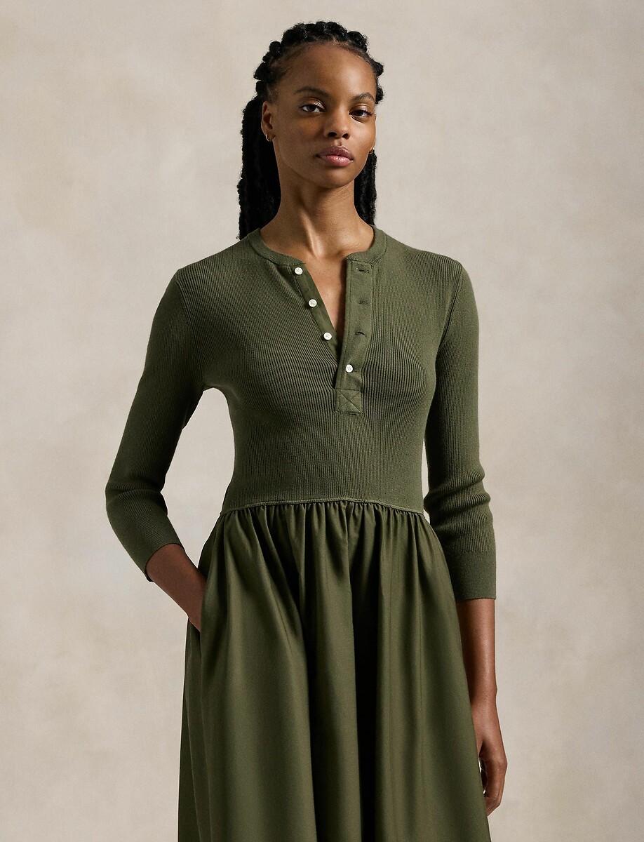 Robe midi évasée manches longues - Polo Ralph Lauren