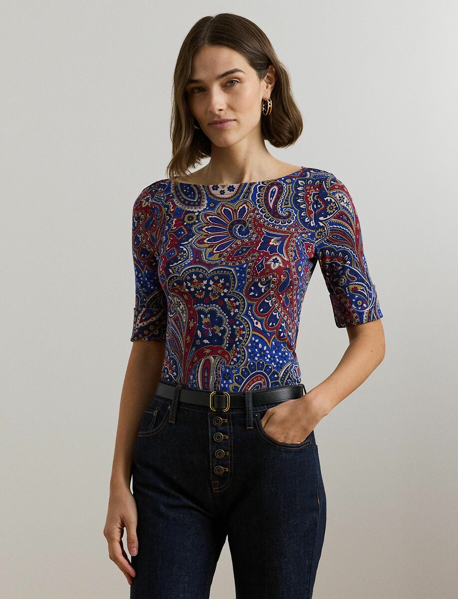 Tee shirt imprimé col bateau manches courtes - Lauren Ralph Lauren