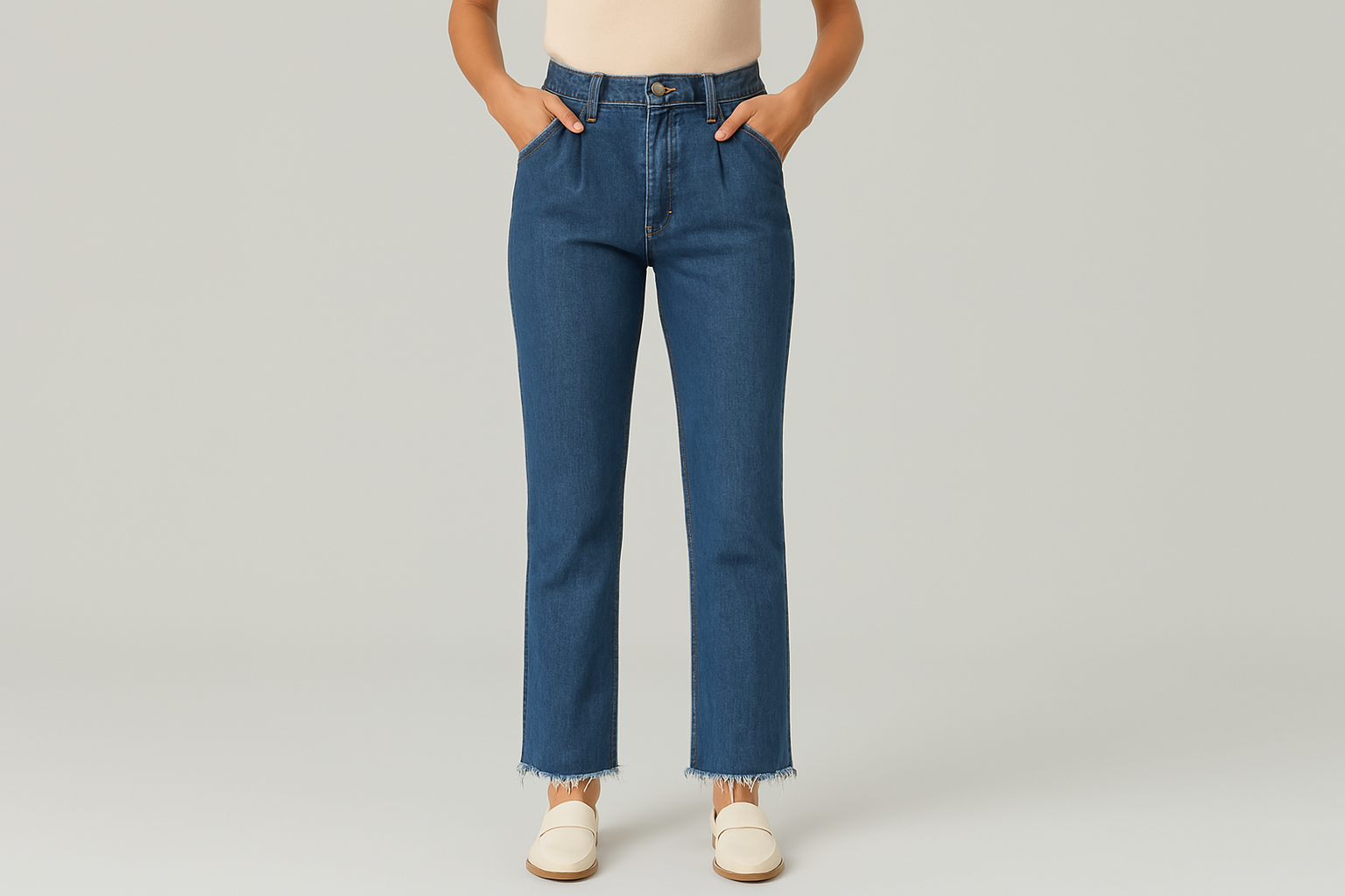 Jean femme avec ourlet effiloché ou brut