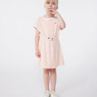 Robe enfant en coton éponge manches courtes à rayures-PetitBateau